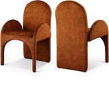 Summer Cognac Velvet Dining Arm Chair - Ella Furniture