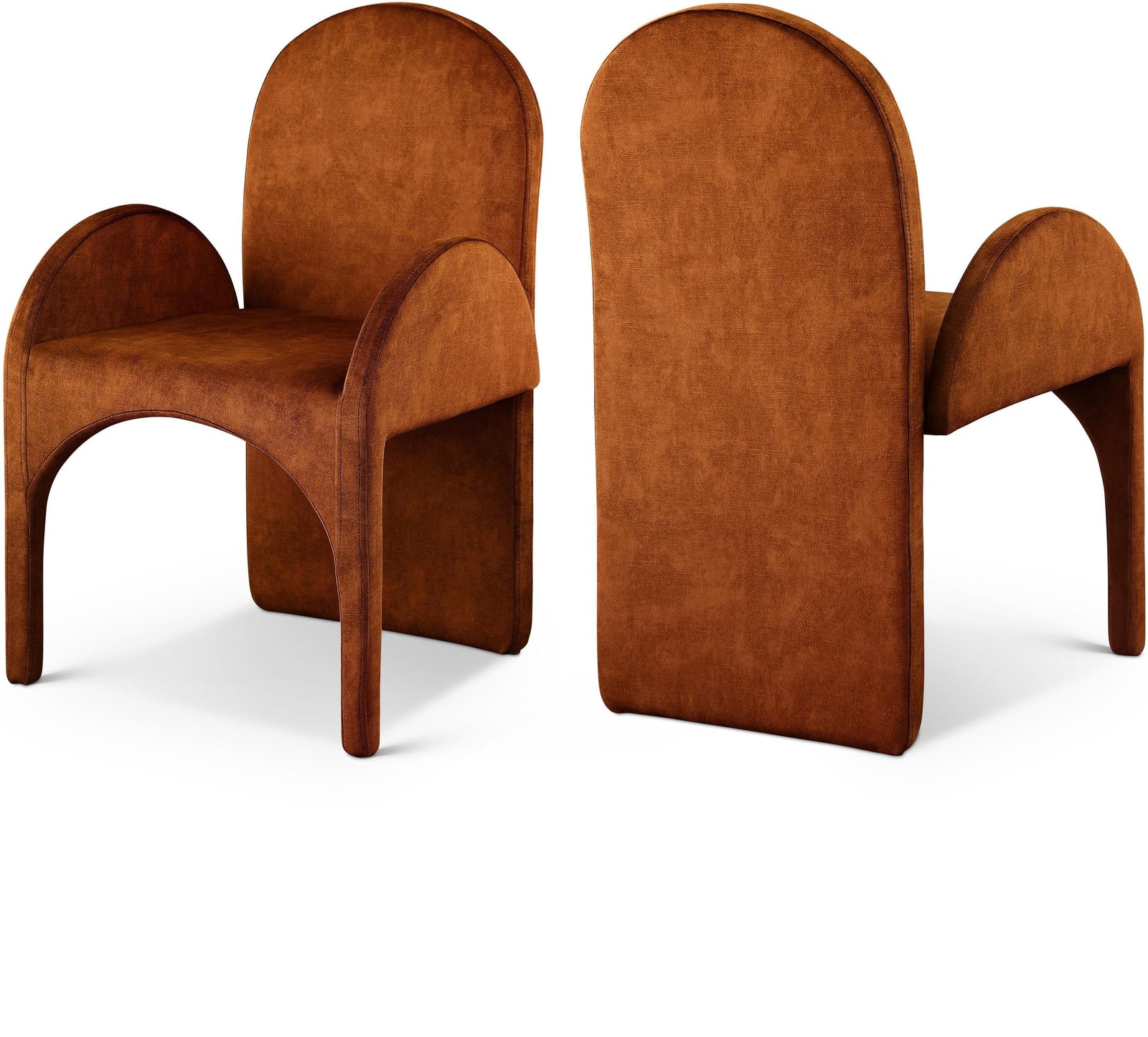 Summer Cognac Velvet Dining Arm Chair - Ella Furniture