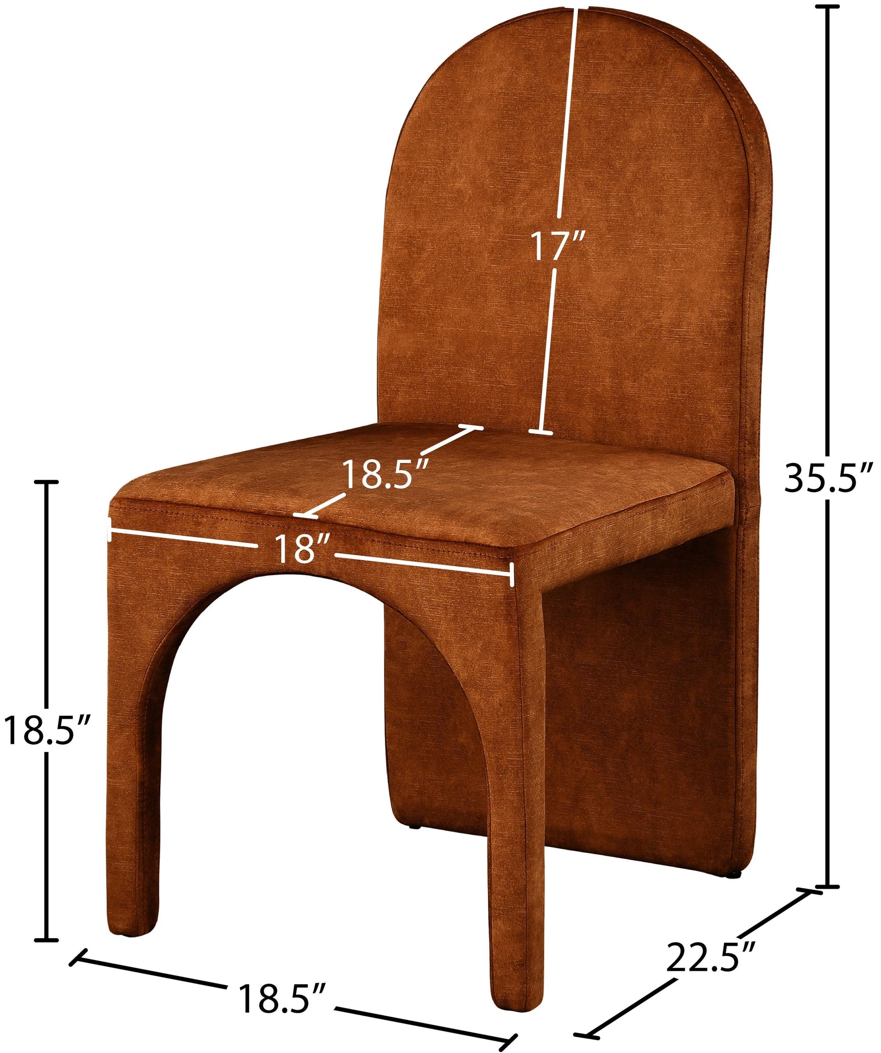 Summer Cognac Velvet Dining Side Chair - Ella Furniture