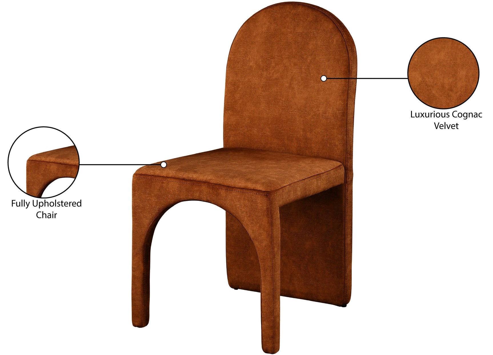 Summer Cognac Velvet Dining Side Chair - Ella Furniture
