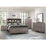 Woodrow Brownish Gray Wood And Engineered Wood Faux Leather Upholstered Full Panel Bedroom Set - Ella Furniture