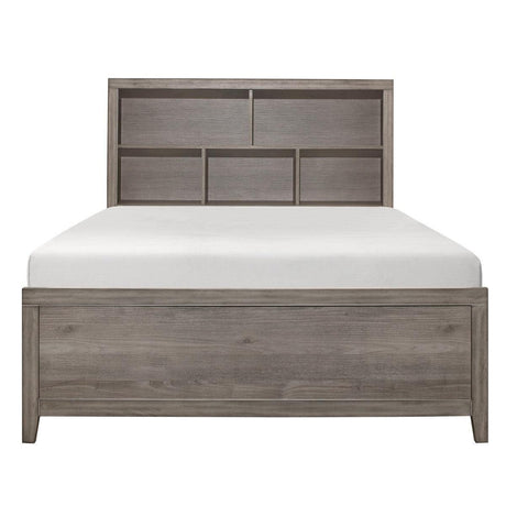 Woodrow Brownish Gray Wood And Engineered Wood Faux Leather Upholstered Full Panel Bedroom Set - Ella Furniture