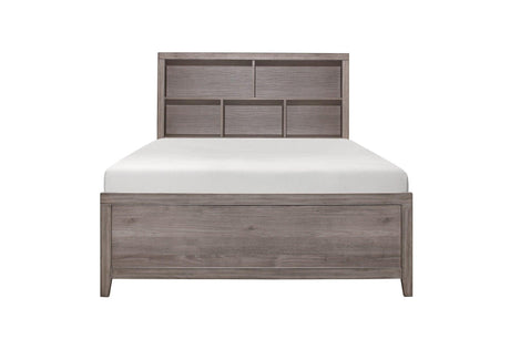 Woodrow Weather Wood Melamine Industrial Weathered Wood Metal Storage Panel Bedroom Set - Ella Furniture