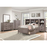 Woodrow Brownish Gray Modern Premium Melamine Board, Wood And Engineered Wood Twin Platform Bed - Ella Furniture
