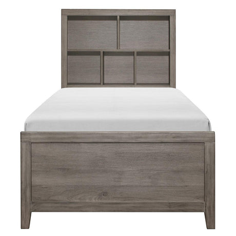 Woodrow Brownish Gray Modern Premium Melamine Board, Wood And Engineered Wood Twin Platform Bed - Ella Furniture