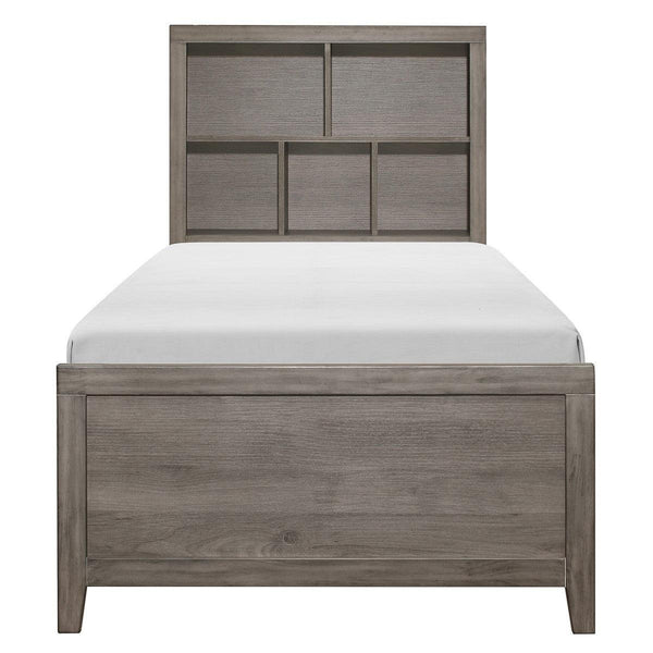Woodrow Brownish Gray Modern Premium Melamine Board, Wood And Engineered Wood Twin Platform Bed - Ella Furniture