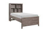 Woodrow Weather Wood Melamine Industrial Weathered Wood Metal Storage Panel Bedroom Set - Ella Furniture