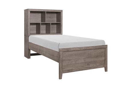 Woodrow Weather Wood Melamine Industrial Weathered Wood Metal Storage Panel Bedroom Set - Ella Furniture