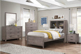 Woodrow Weather Wood Melamine Industrial Weathered Wood Metal Storage Panel Bedroom Set - Ella Furniture