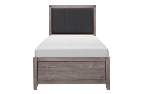 Woodrow Black Melamine Board Engineered Wood Faux Leather Upholstered Youth Panel Bedroom Set - Ella Furniture