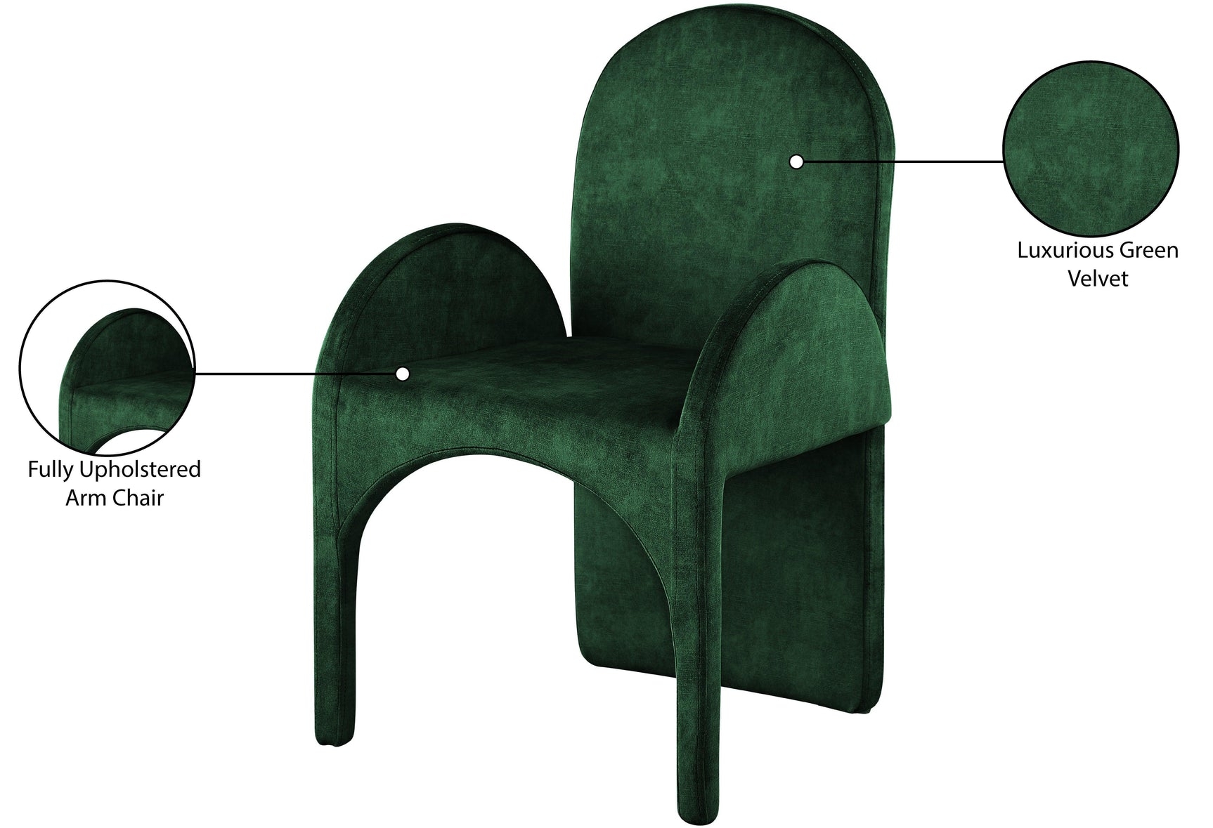 Summer Green Velvet Dining Arm Chair - Ella Furniture