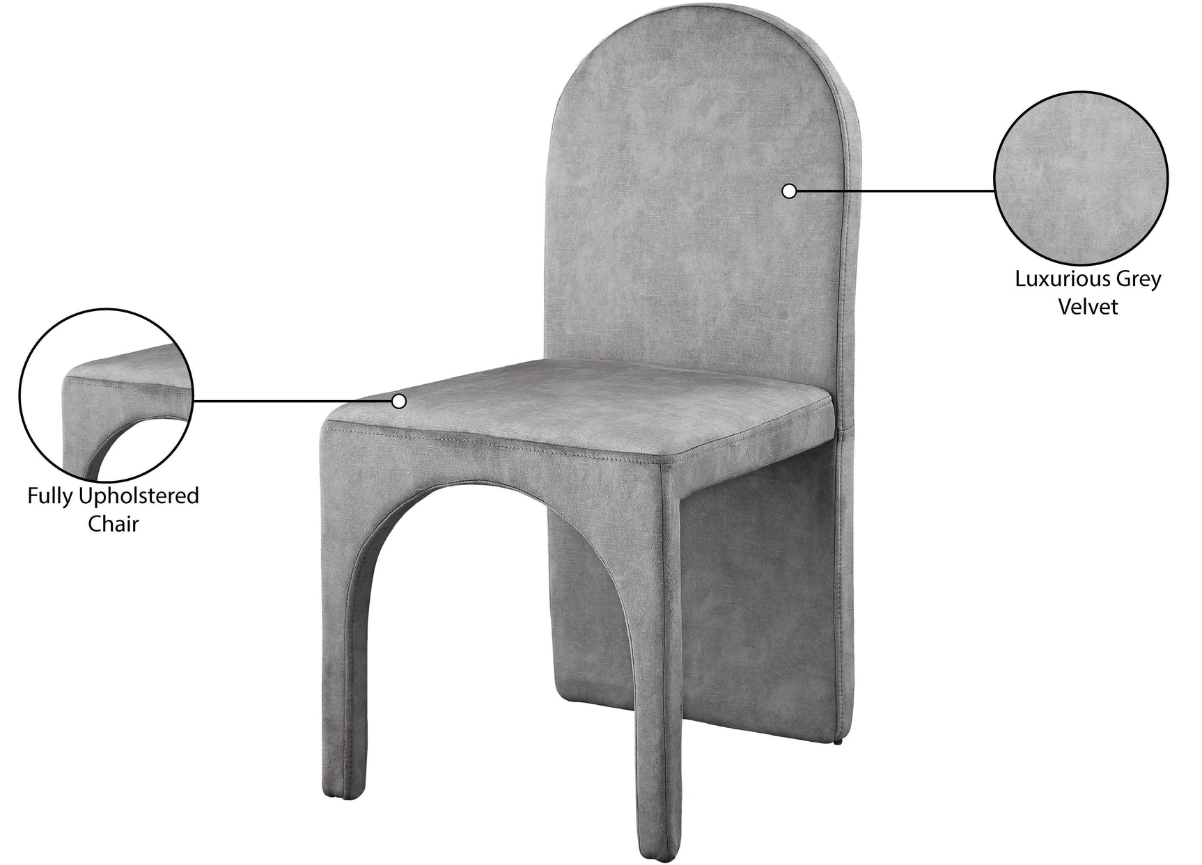 Summer Grey Velvet Dining Side Chair - Ella Furniture