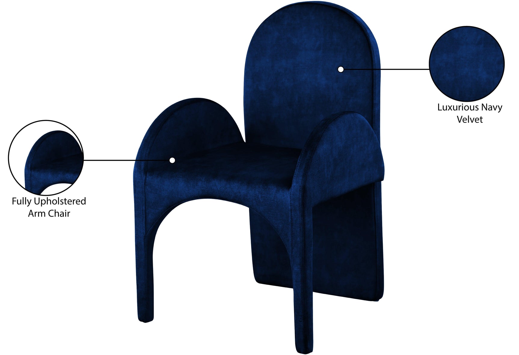 Summer Blue Velvet Dining Arm Chair - Ella Furniture