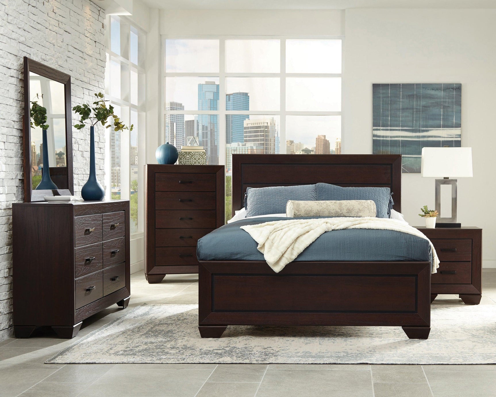Kauffman Queen Storage Bed Dark Cocoa - Ella Furniture