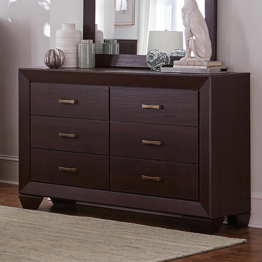 Kauffman 6-Drawer Dresser Dark Cocoa - Ella Furniture