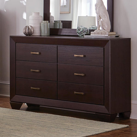 Kauffman 6-Drawer Dresser Dark Cocoa - Ella Furniture