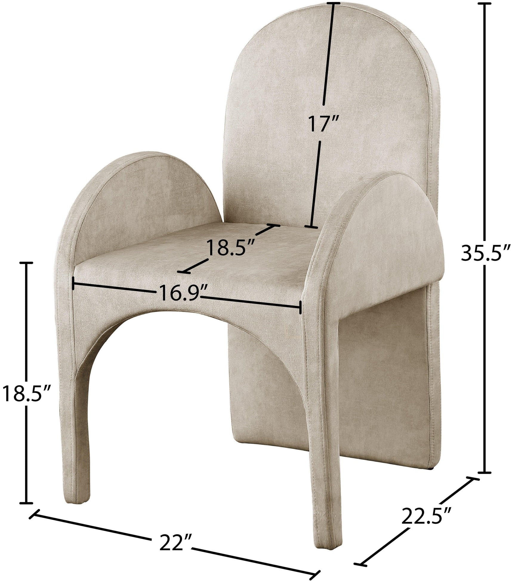 Summer Natural Velvet Dining Arm Chair - Ella Furniture