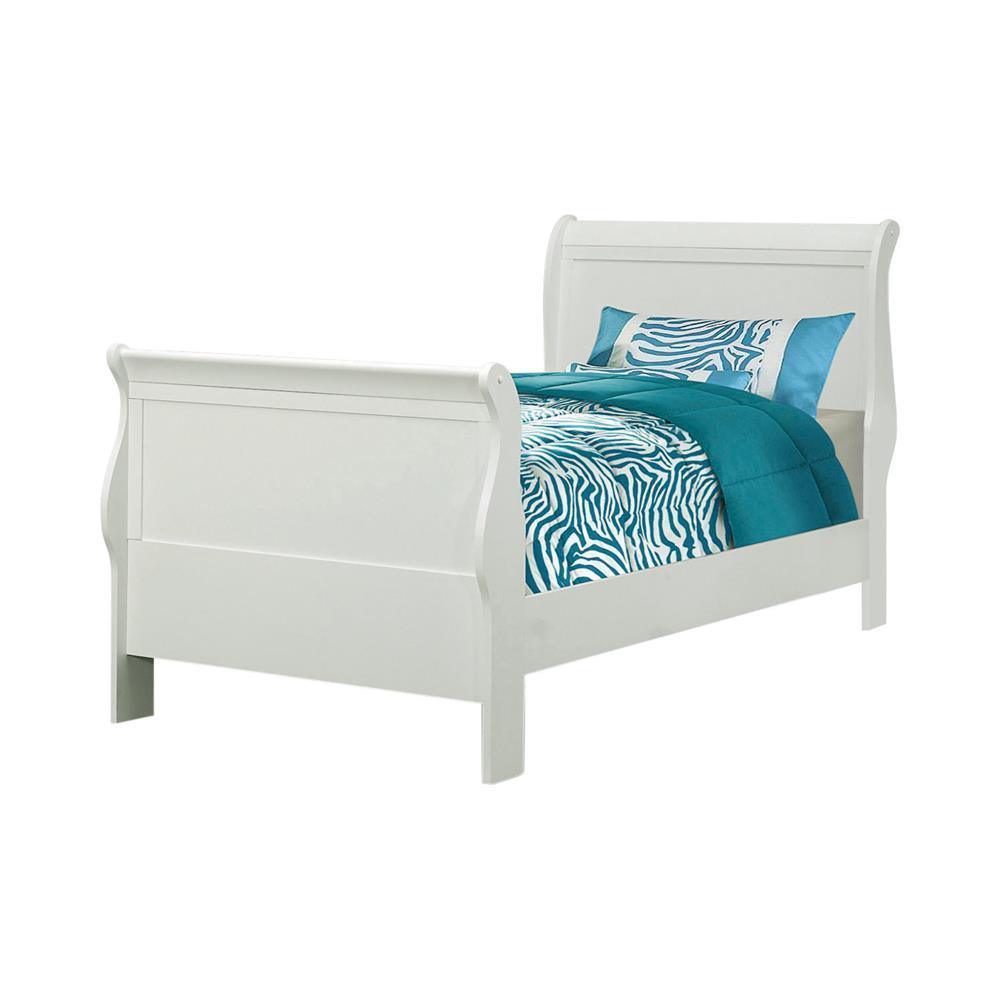 Louis Philippe Twin Sleigh Panel Bed White - Ella Furniture