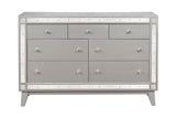 Leighton Queen Panel Bed With Mirrored Accents Mercury Metallic - Ella Furniture