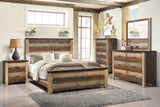 Sembene Eastern King Panel Bed Antique Multi-color - Ella Furniture