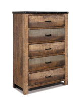 Sembene 5-Drawer Chest Antique Multi-color - Ella Furniture