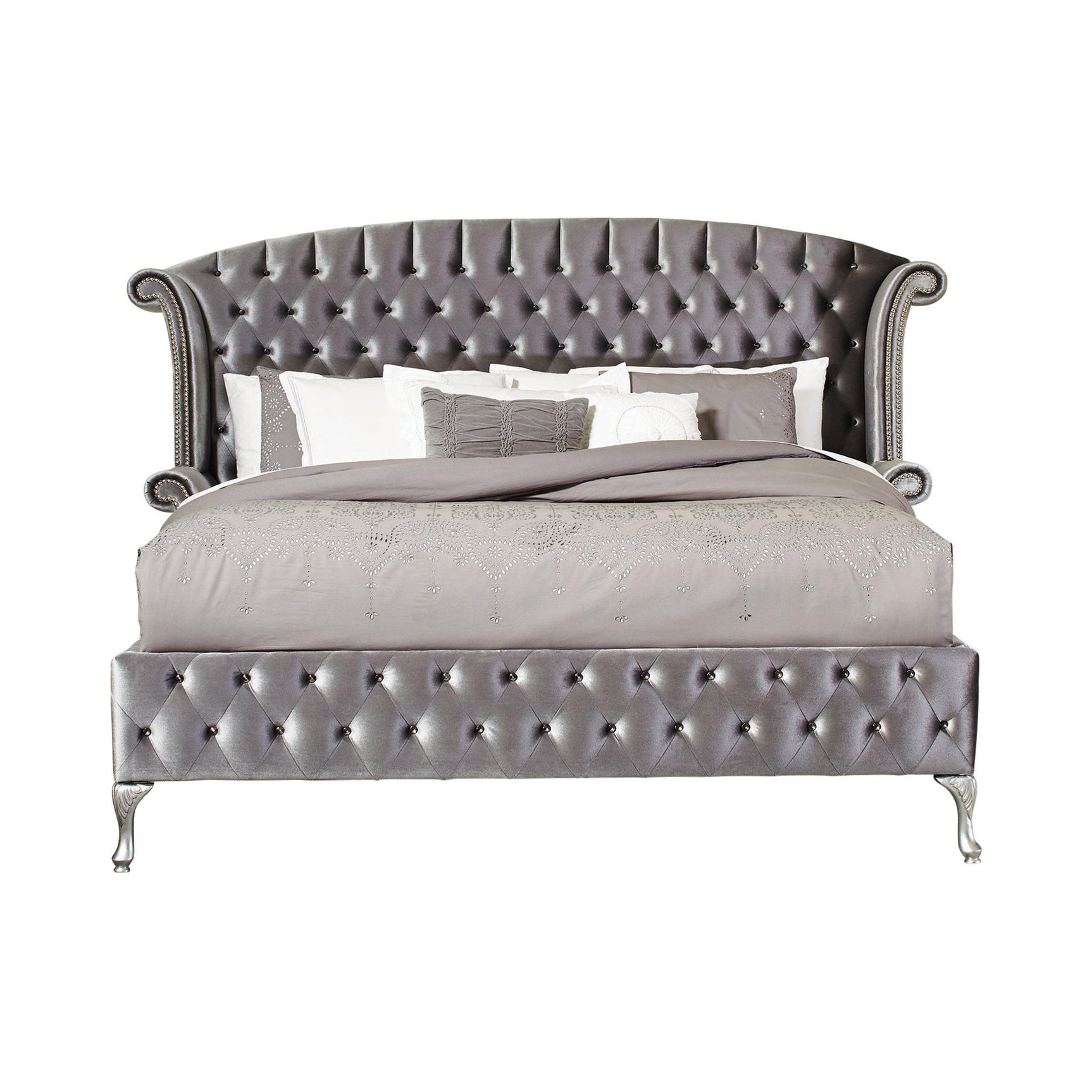 Deanna Queen Tufted Upholstered Bed Grey - Ella Furniture