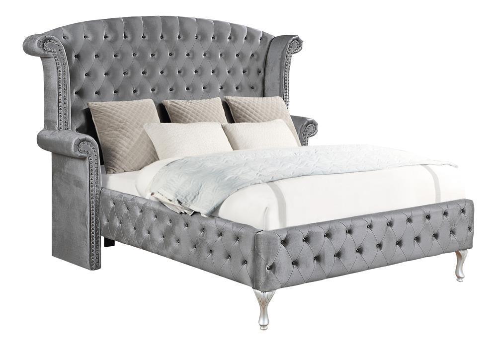 Deanna Queen Tufted Upholstered Bed Grey - Ella Furniture