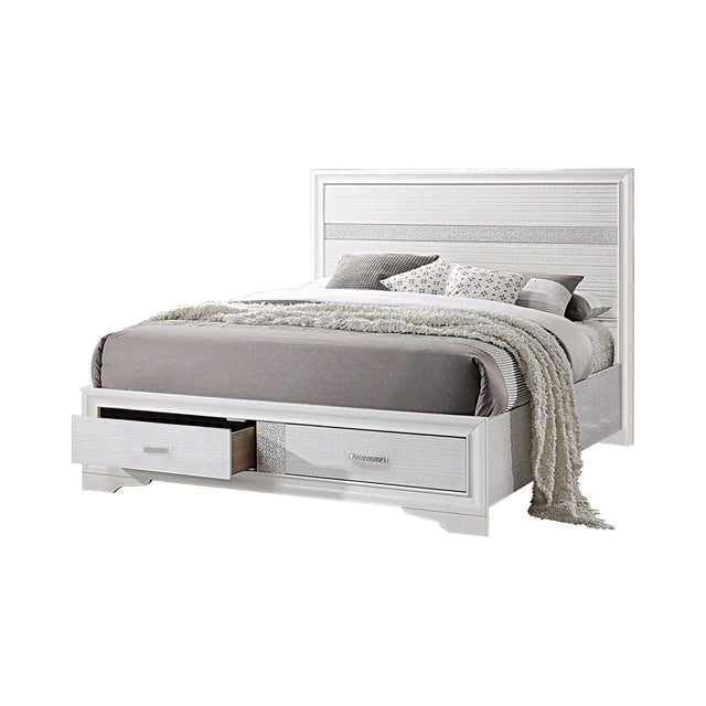 Miranda Eastern King 2-Drawer Storage Bed White - Ella Furniture