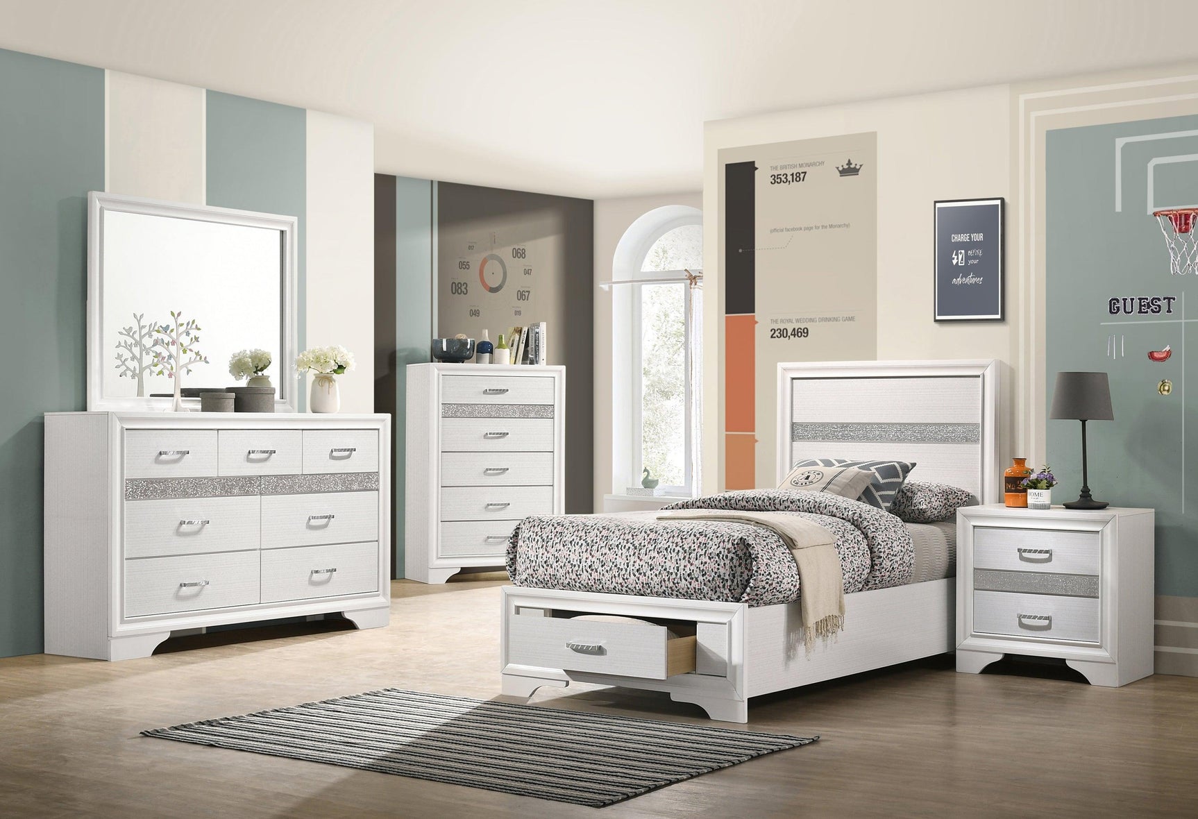 Miranda Twin Storage Bed White - Ella Furniture