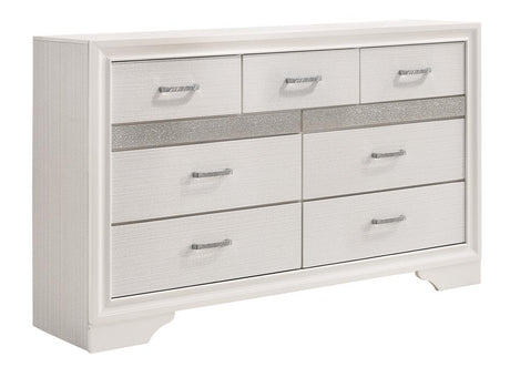 Miranda 7-Drawer Dresser White And Rhinestone - Ella Furniture