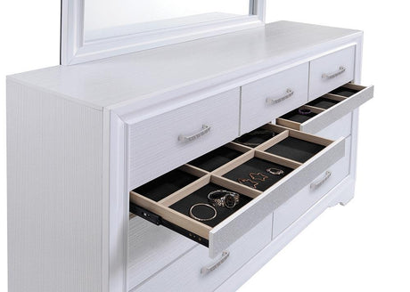 Miranda 7-Drawer Dresser White And Rhinestone - Ella Furniture