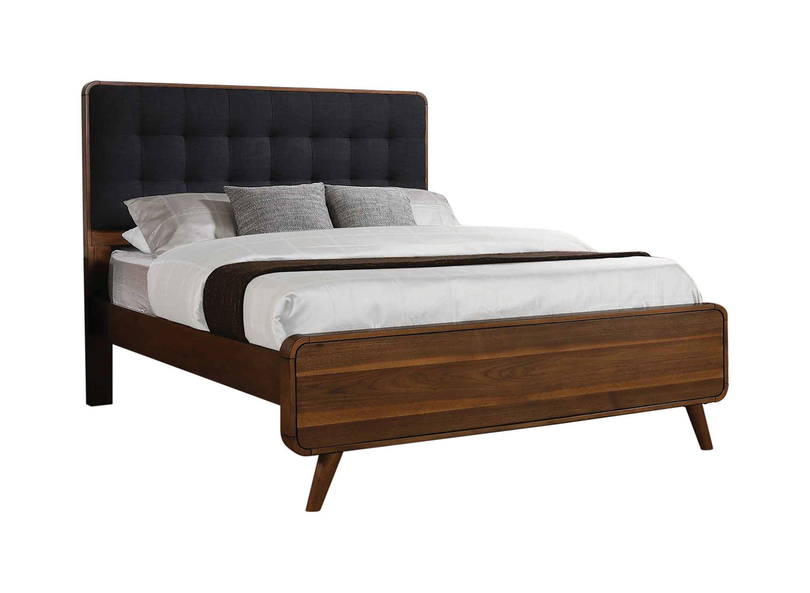 Robyn Eastern King Bed With Upholstered Headboard Dark Walnut - Ella Furniture