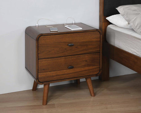 Robyn 2-Drawer Nightstand Dark Walnut - Ella Furniture