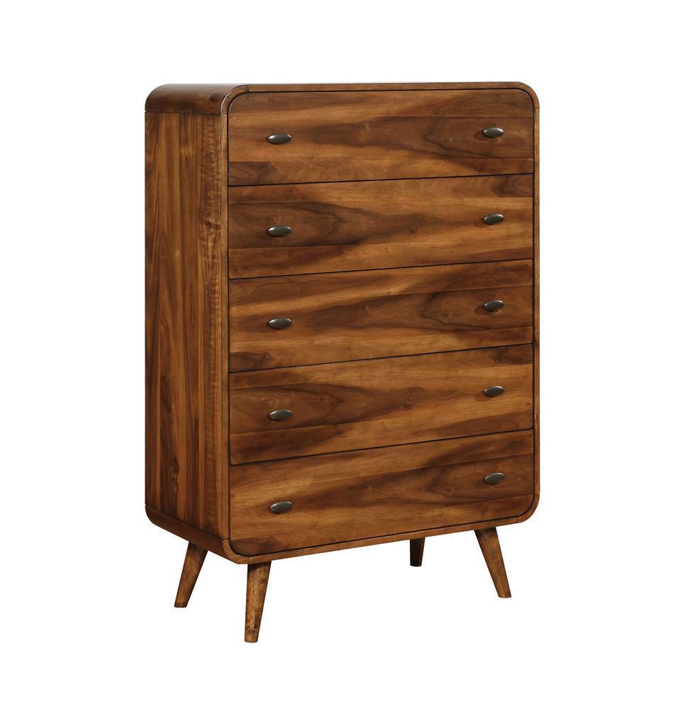 Robyn 5-Drawer Chest Dark Walnut - Ella Furniture