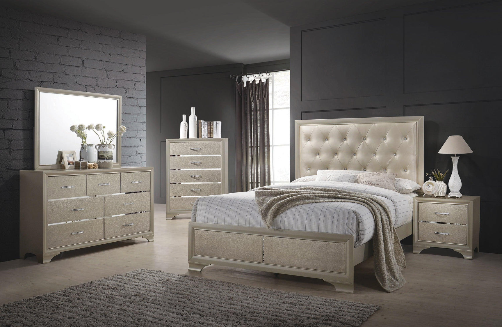 Beaumont 5-Drawer Rectangular Chest Champagne - Ella Furniture