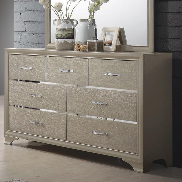 Beaumont 7-Drawer Rectangular Dresser Champagne - Ella Furniture