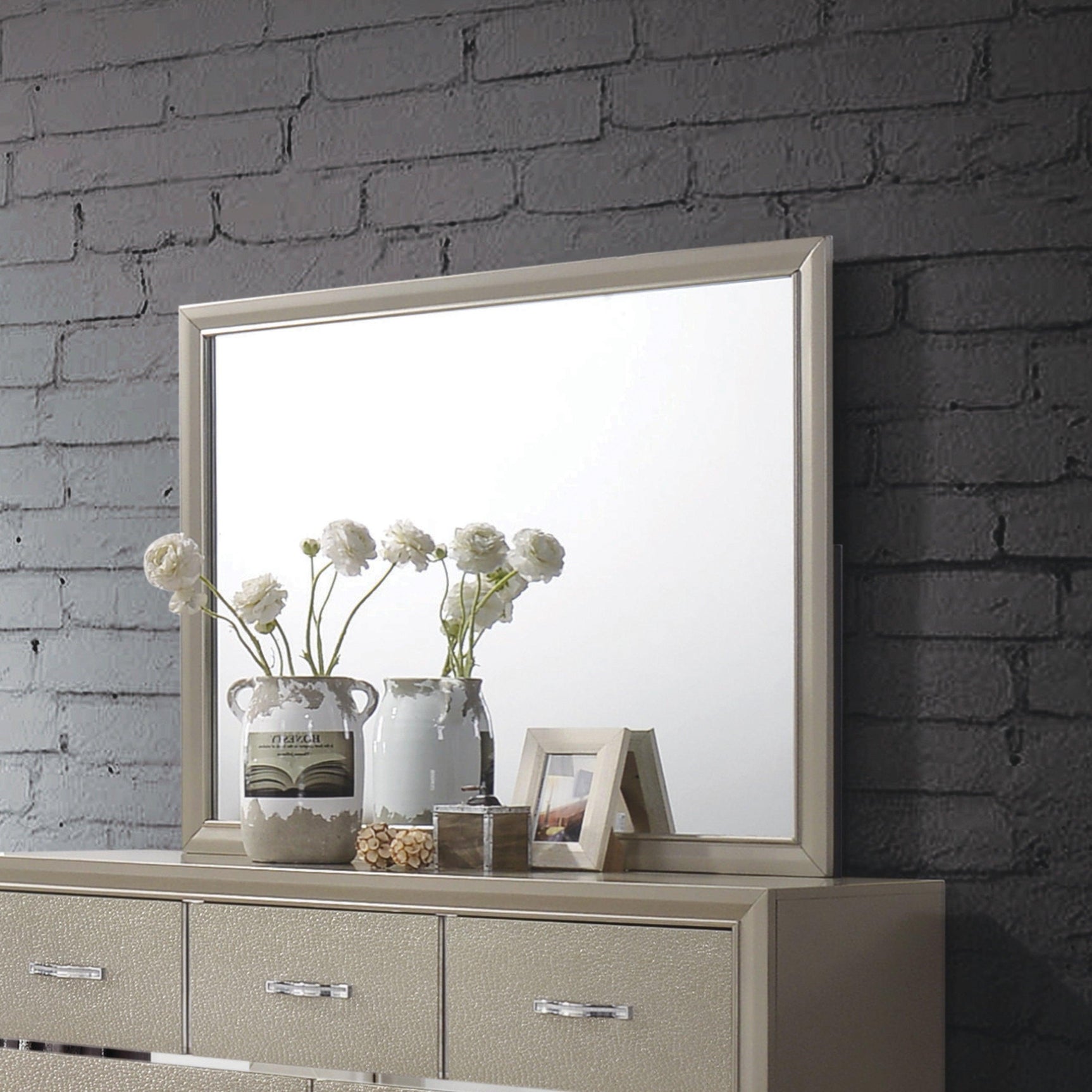 Beaumont Rectangular Mirror Champagne - Ella Furniture