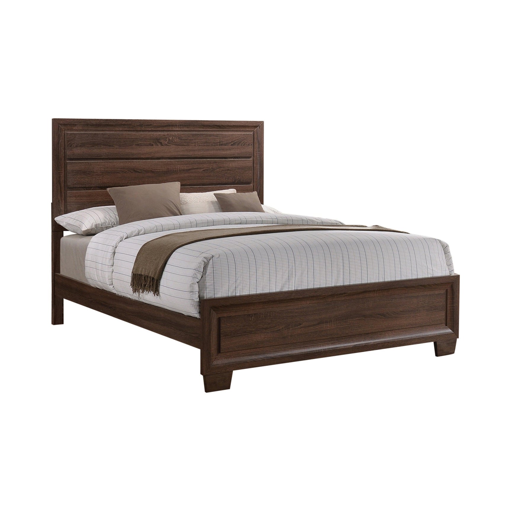 Brandon Eastern King Panel Bed Medium Warm Brown - Ella Furniture