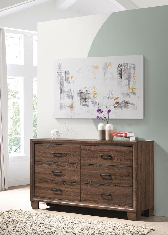 Brandon 6-Drawer Dresser Medium Warm Brown - Ella Furniture