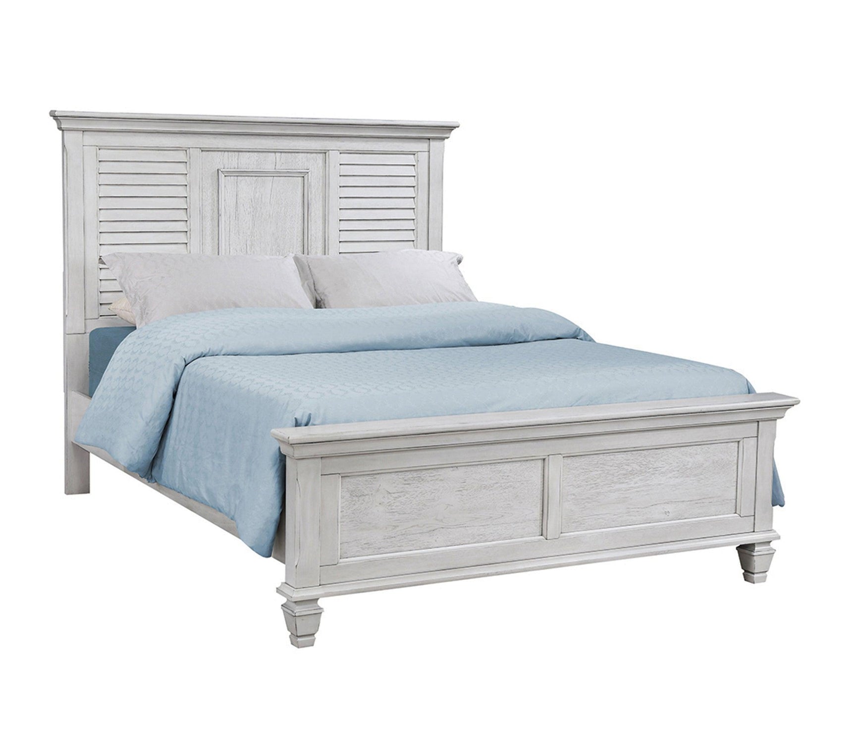 Franco Eastern King Panel Bed Antique White - Ella Furniture