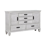 Franco Eastern King Panel Bed Antique White - Ella Furniture