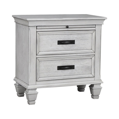 Franco Queen Panel Bed Antique White - Ella Furniture