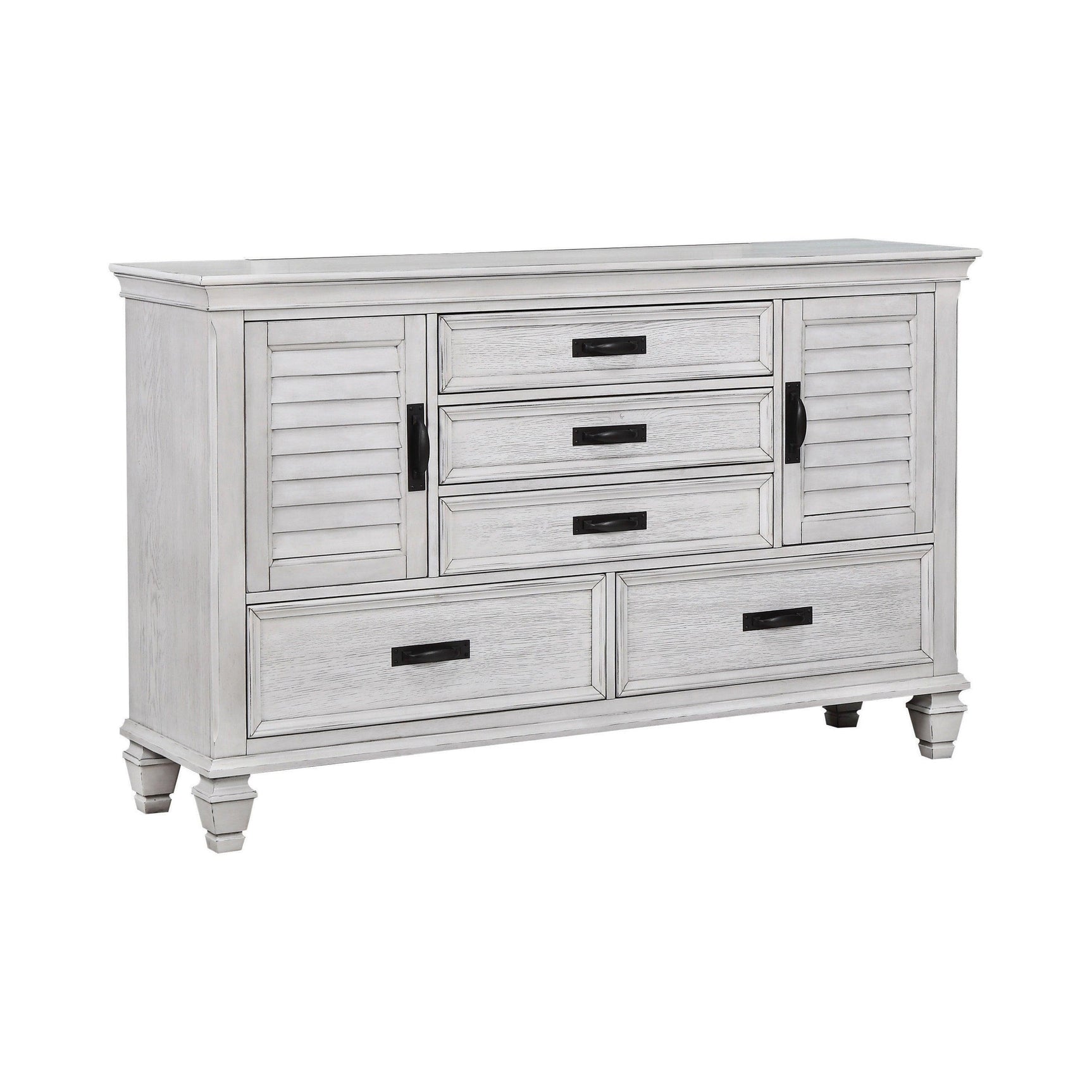 Franco Queen Panel Bed Antique White - Ella Furniture