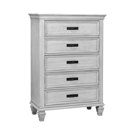 Franco Queen Panel Bed Antique White - Ella Furniture