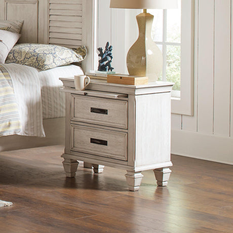 Franco 2-Drawer Nightstand Antique White - Ella Furniture