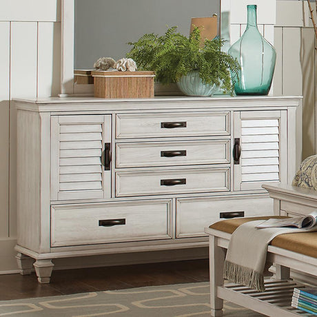 Franco 5-Drawer Dresser Antique White - Ella Furniture