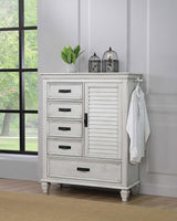Franco 5-Drawer Door Chest Antique White - Ella Furniture
