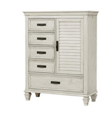 Franco 5-Drawer Door Chest Antique White - Ella Furniture