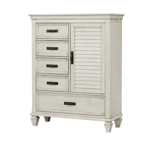 Franco 5-Drawer Door Chest Antique White - Ella Furniture