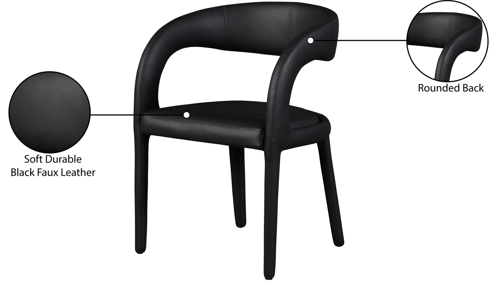 Sylvester Black Faux Leather Dining Chair - Ella Furniture